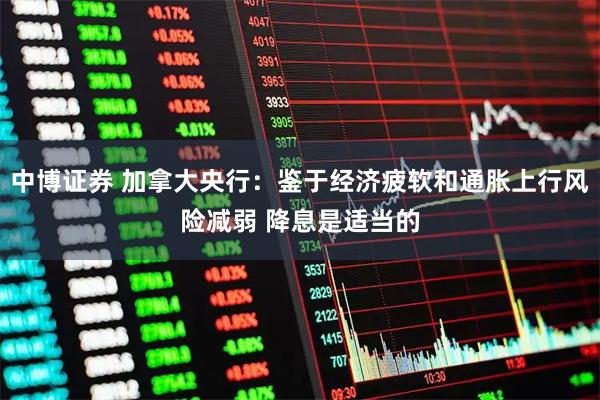 中博证券 加拿大央行：鉴于经济疲软和通胀上行风险减弱 降息是适当的