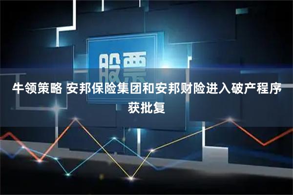 牛领策略 安邦保险集团和安邦财险进入破产程序获批复