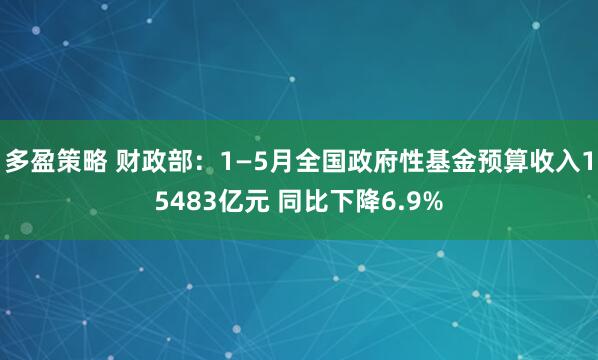 多盈策略 财政部：1—5月全国政府性基金预算收入15483亿元 同比下降6.9%